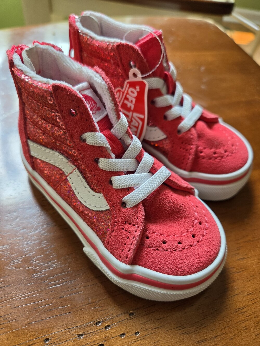 NWT Vans Toddler Sk8-Hi Side Zip Shoe Glitter Pink